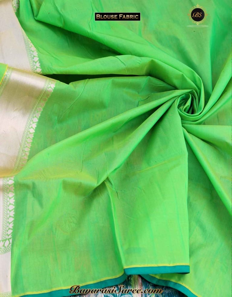 Pure Banarasi Silk Fern Green Color Zari Patola Saree - Image 4