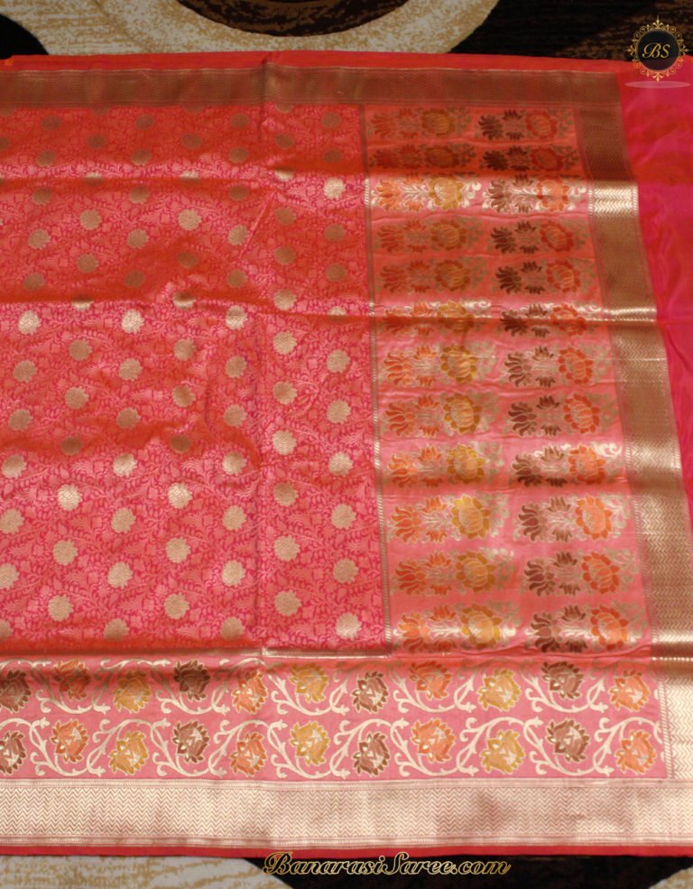 Pure Banarasi Katan Silk Rogue Colour Tanchoi Saree - Image 2