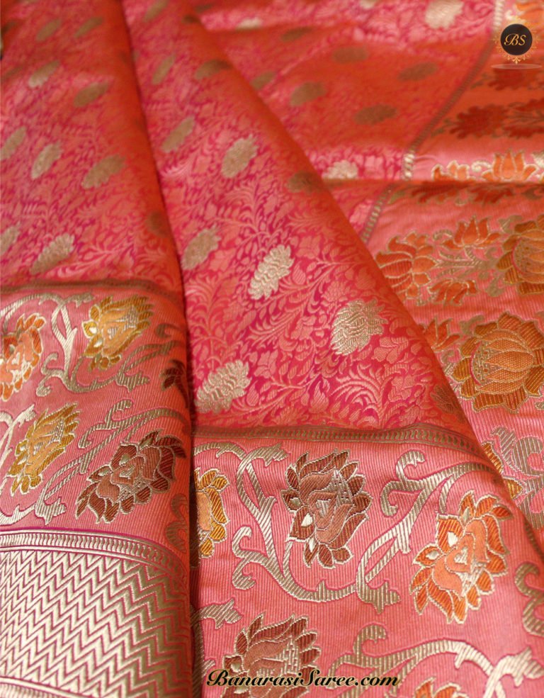 Pure Banarasi Katan Silk Rogue Colour Tanchoi Saree - Image 4
