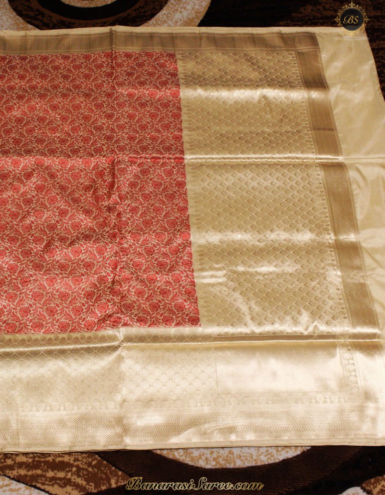 Pure Banarasi Katan Silk Tussar Color Tanchoi Zari Skirt Saree - Image 4