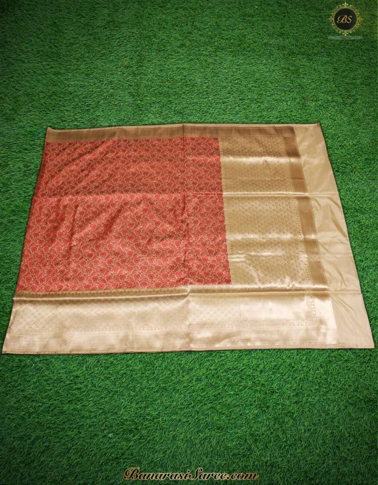 Pure Banarasi Katan Silk Tussar Color Tanchoi Zari Skirt Saree - Image 5