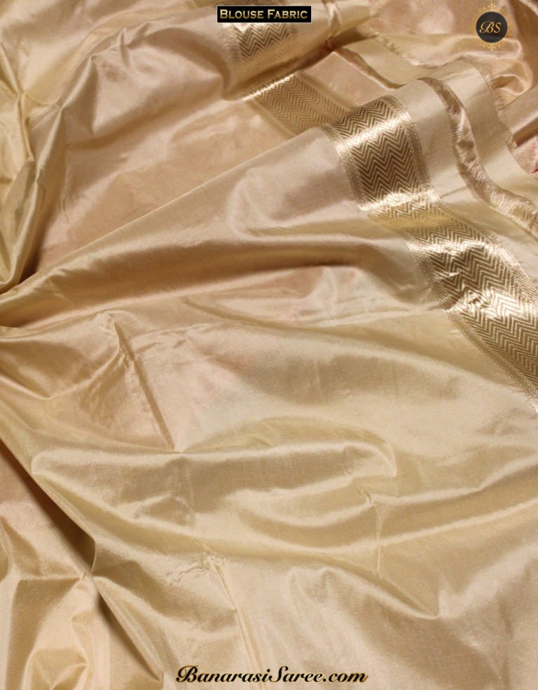 Pure Banarasi Katan Silk Tussar Color Tanchoi Zari Skirt Saree - Image 6
