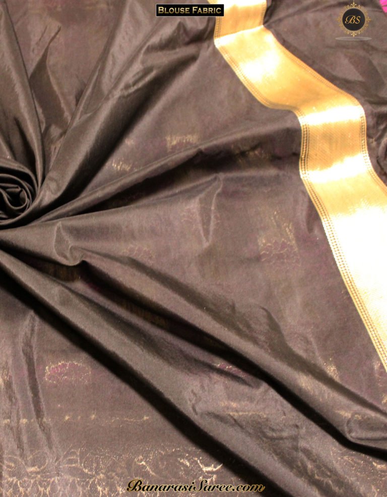 Pure Banarasi Katan Silk Dark Purple Color Tanchoi Saree - Image 6