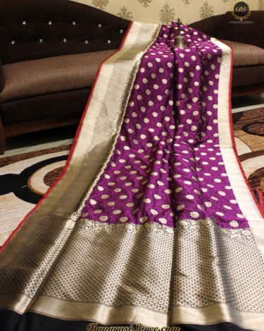 Pure Banarasi Katan Silk Dark Purple Color Tanchoi Saree