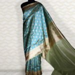 Pure Banarasi Katan Silk Shot Peacock Color Tanchoi Saree