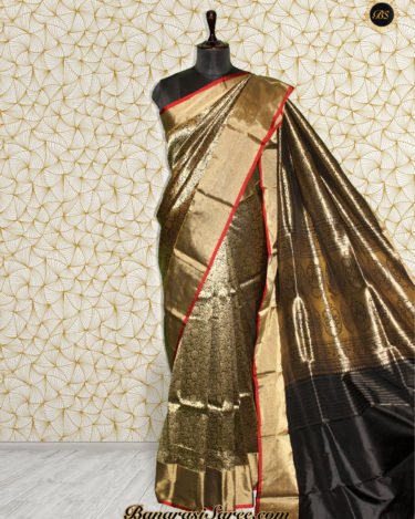 Pure Banarasi Handloom Katan Silk Black Color Brocade Saree