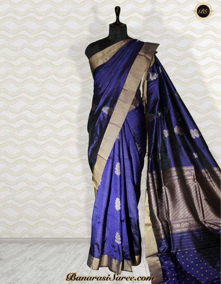 Pure Banarasi Handloom Katan Silk Dark Blue Color Saree