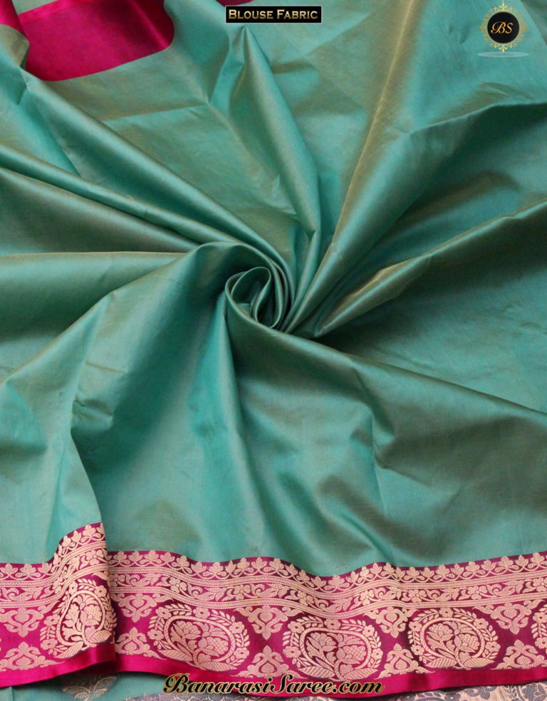 Pure Banarasi Handloom Katan Silk Sea Green Color Saree - Image 3