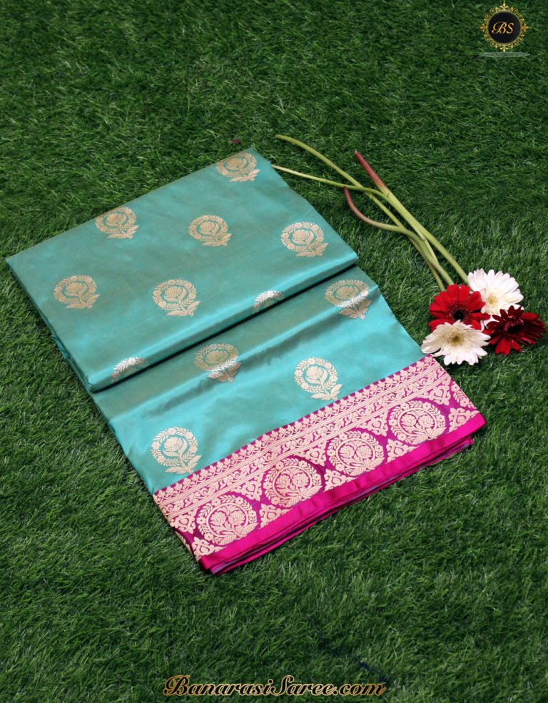 Pure Banarasi Handloom Katan Silk Sea Green Color Saree