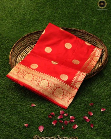 Pure Banarasi Handloom Katan Silk Red Color Saree