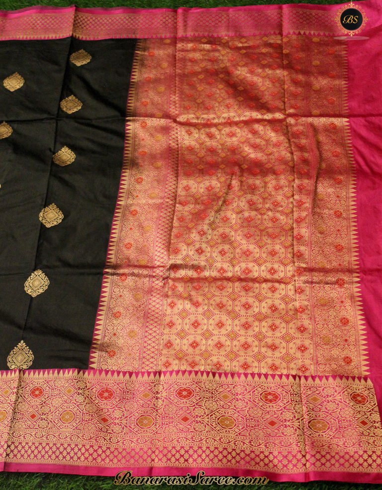 Pure Banarasi Handloom Katan Silk Black Color Saree - Image 5