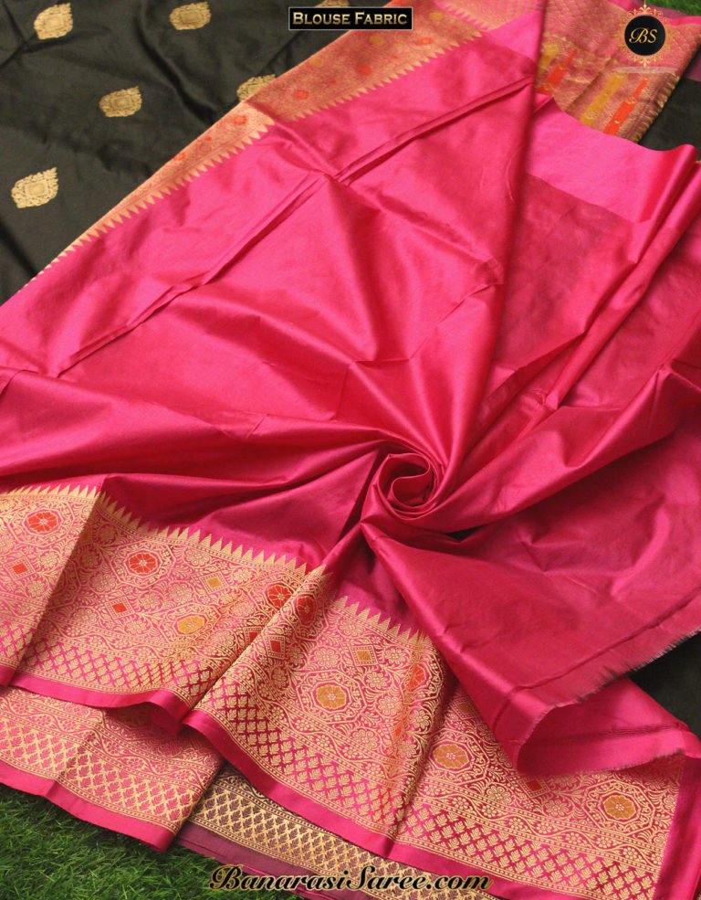 Pure Banarasi Handloom Katan Silk Black Color Saree - Image 3