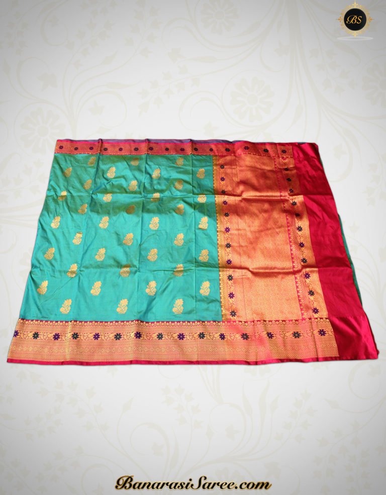 Pure Banarasi Handloom Katan Silk Sky Blue Color Saree - Image 2