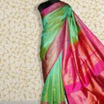 Pure Banarasi Handloom Katan Silk Green Color Plain Kadhiyal Saree