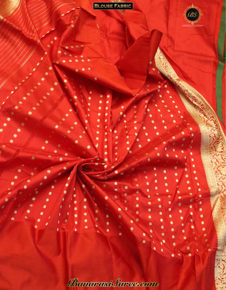 Pure Banarasi Handloom Katan Silk Red Color Shikaargah Saree - Image 6