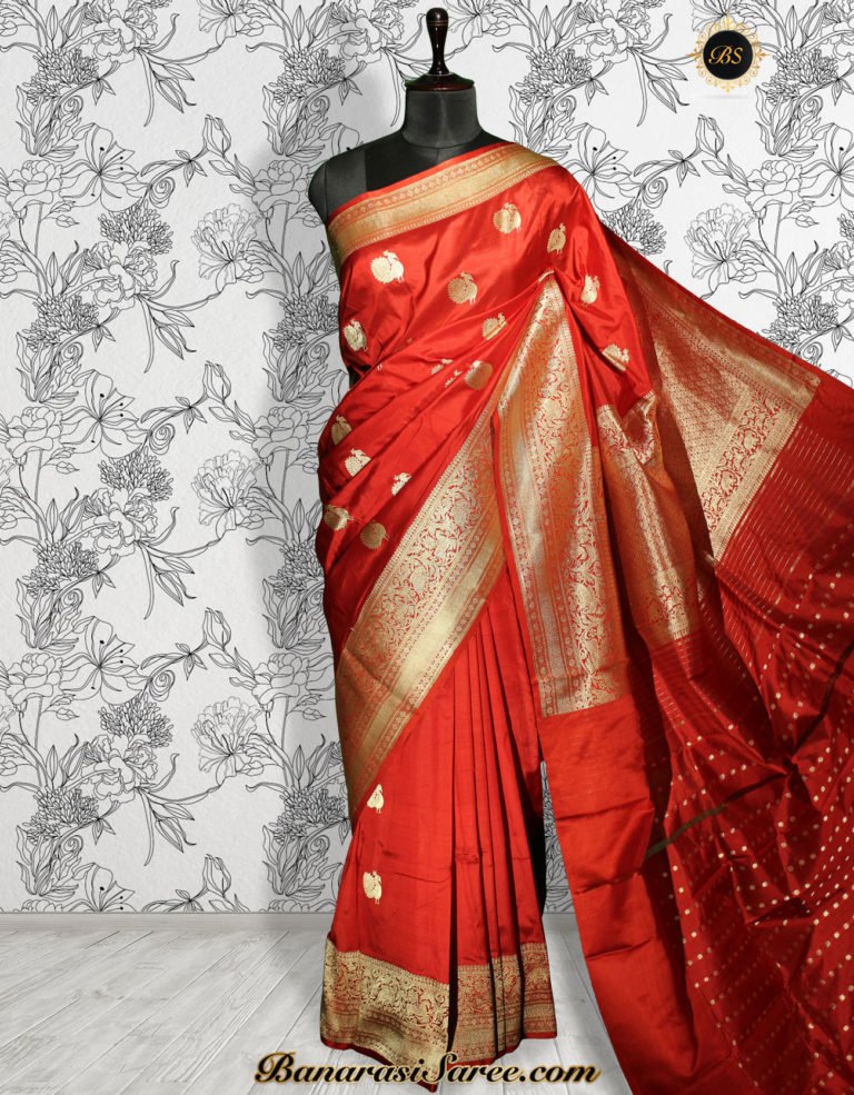 Pure Banarasi Handloom Katan Silk Red Color Shikaargah Saree