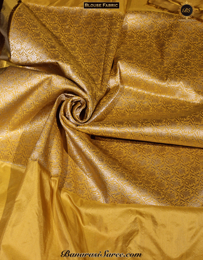 Pure Banarasi Handloom Katan Silk Tussar Colour Zari Booty Saree - Image 6