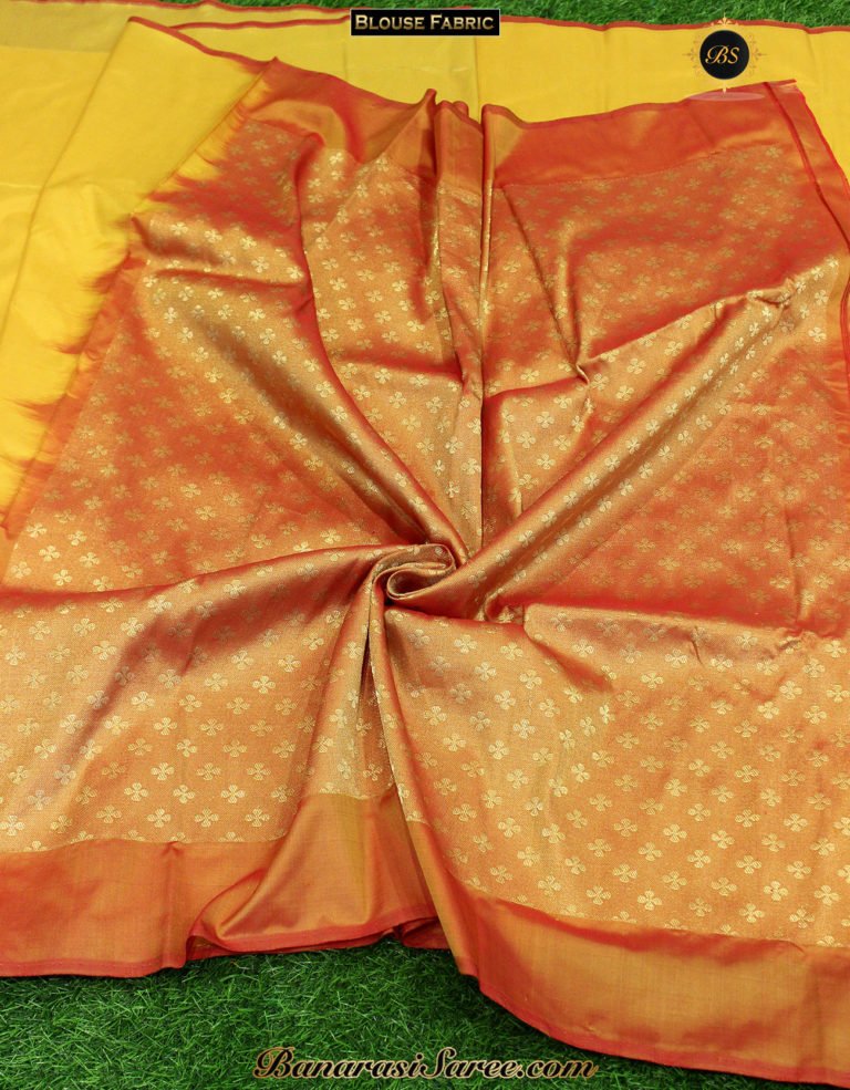 Pure Banarasi Handloom Katan Silk Multicolor Floral Skirt Saree - Image 5