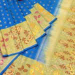 Pure Banarasi Handloom Katan Silk Zari Polka & Meena Border Saree