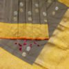 Pure Banarasi Handloom Tussar Silk Grey-Yellow Color Saree