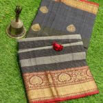 Pure Banarasi Handloom Tussar Silk Multi-Color Half-Half Saree