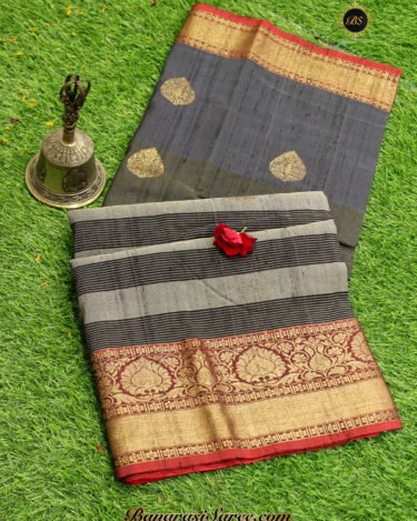 Pure Banarasi Handloom Tussar Silk Multi-Color Half-Half Saree