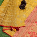 Pure Banarasi Handloom Tussar Silk Zari Jaal Saree