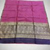 Pure Banarasi Handloom Katan Silk Magenta Color Antique Zari Booty Saree - Image 2