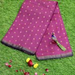 Pure Banarasi Handloom Katan Silk Magenta Color Antique Zari Booty Saree