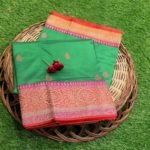 Pure Banarasi Handloom Katan Silk Green Color Antique Zari Booty Saree