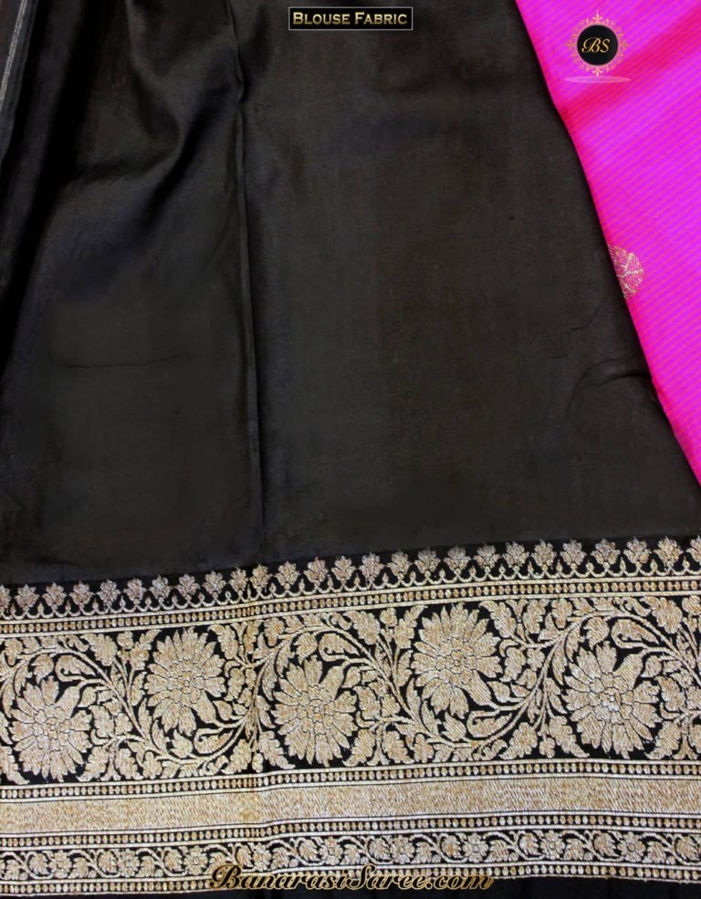 Pure Banarasi Handloom Katan Silk Hot Pink Saree - Image 3