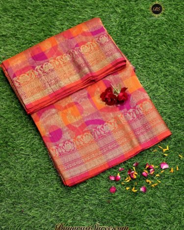 Pure Banarasi Handloom Tussar Silk Zari Jaal Saree