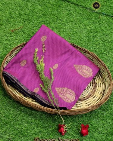 Pure Banarasi Handloom Katan Silk Magenta Booty Saree