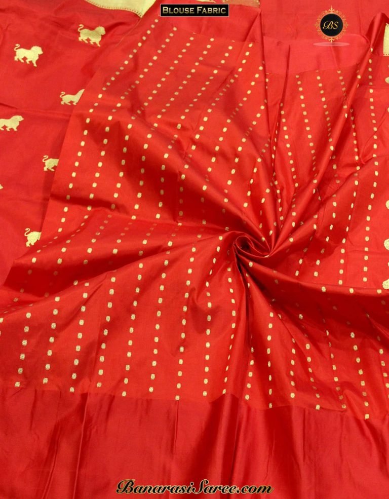 Pure Banarasi Handloom Katan Silk Lion Figures Saree - Image 4