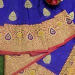 Pure Banarasi Handloom Katan Silk Blue Kadhiyal Meena Border Saree