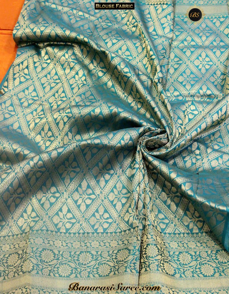 Pure Banarasi Handloom Katan Silk Orange Color Saree - Image 3