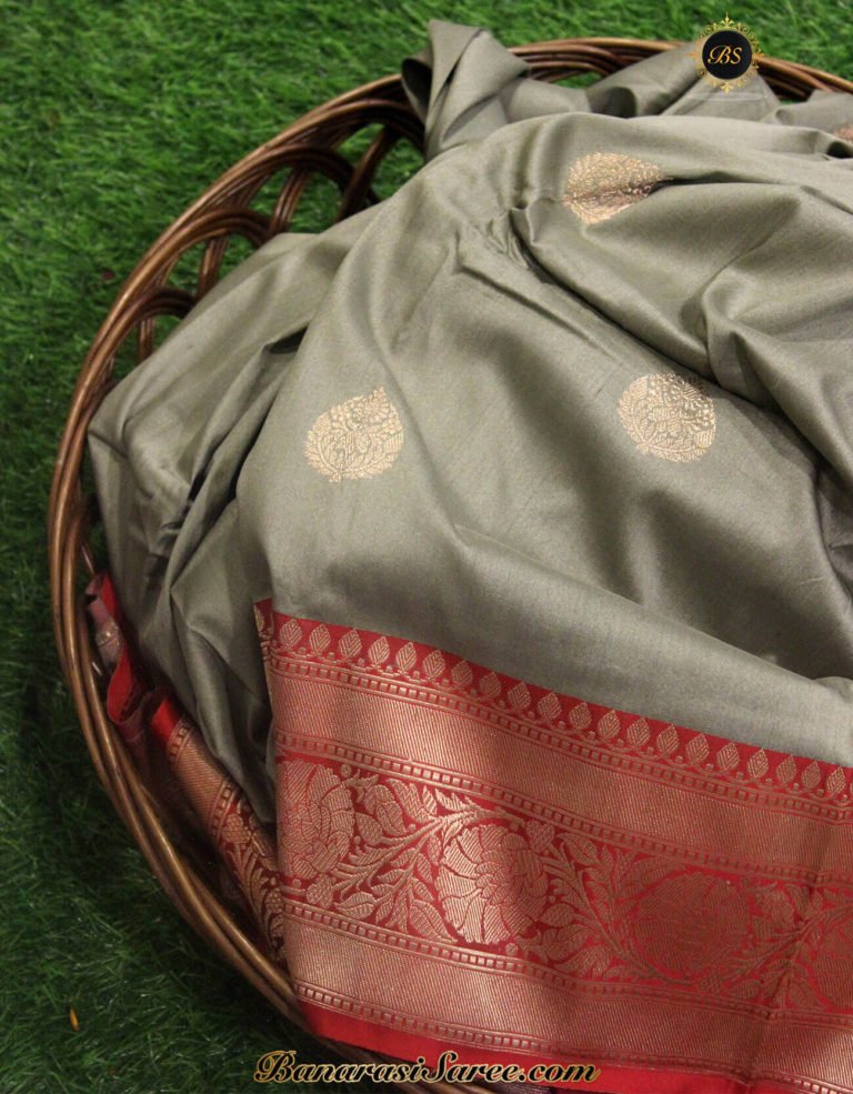 grey banarasi saree