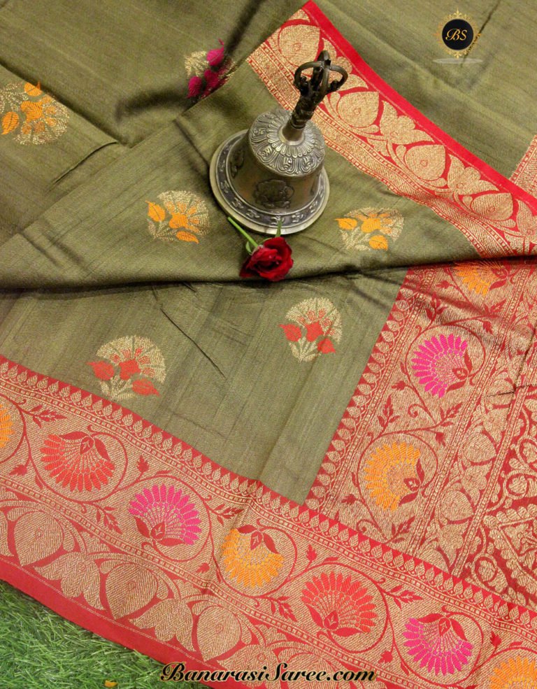 Pure Banarasi Handloom Dark Tussar Saree