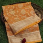 Banarasi Handloom Kora Silk Orange Color Saree