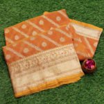 Banarasi Handloom Kora Silk Diagonal Zari Saree