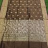 Banarasi Handloom Cotton Silk Brown Boota Saree - Image 2