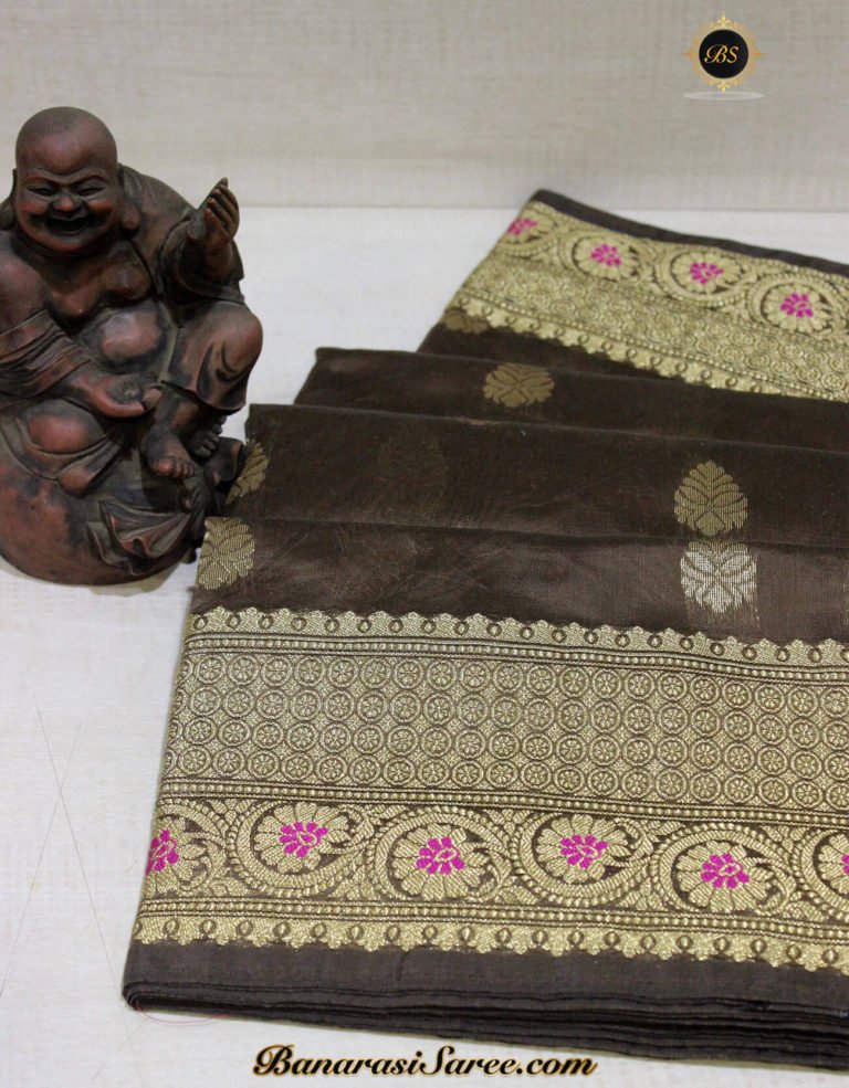 brown banarasi saree