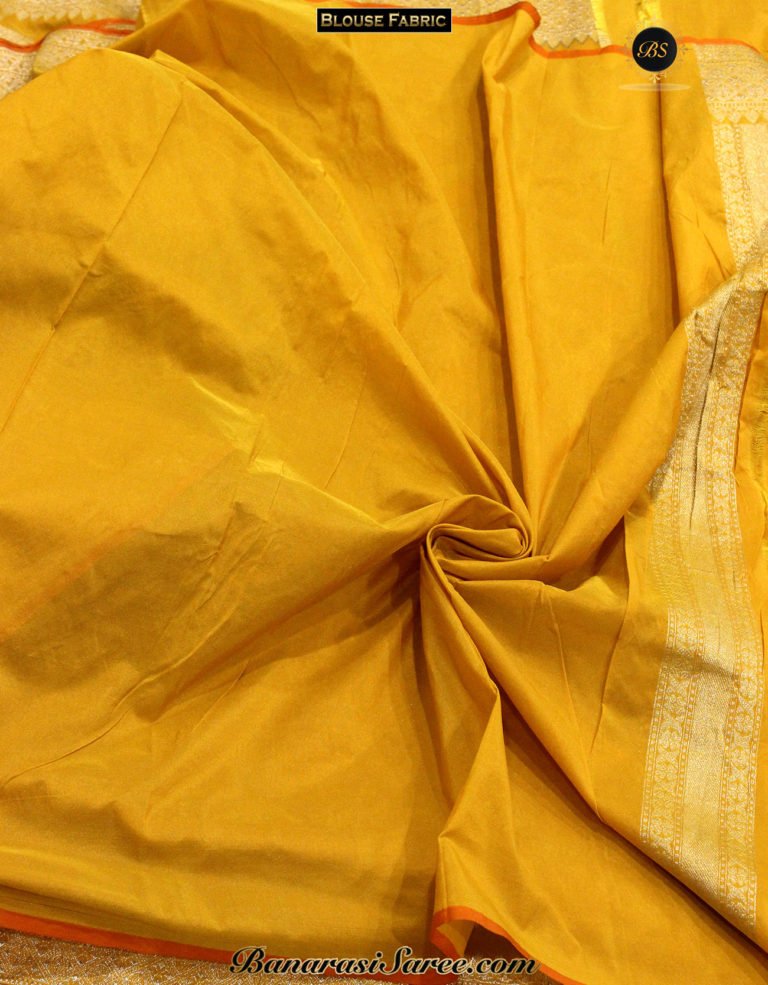 Banarasi Handloom Silk Yellow Color Saree - Image 3