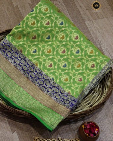 Banarasi Handloom Silk Green Color Saree