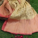 Banarasi Handloom Georgette Cream Color Skirt Border Saree