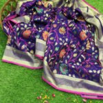 Pure Banarasi Handloom Katan Silk Multicolor Jaal Saree