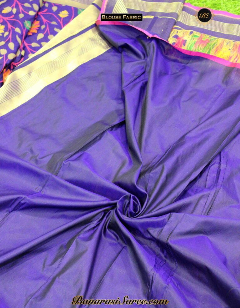 Pure Banarasi Handloom Katan Silk Multicolor Jaal Saree - Image 4