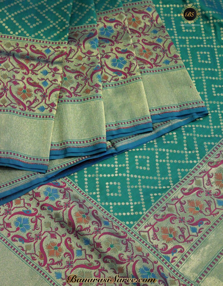 Pure Banarasi Handloom Katan Silk Fern Green Paithani Saree