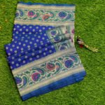 Cobalt Blue Silky Katan Saree on Banarasi Handloom