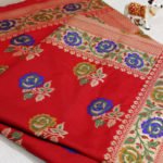 Banarasi Handloom Semi Silk Red Color Tilfi Meena Saree